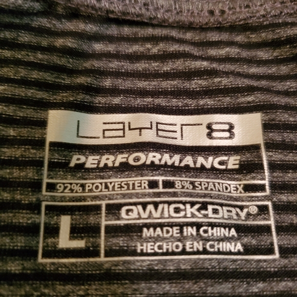 Layer 8 Performance QWick-dry Size large long sleeve shirt.Men/women Black gray - Picture 3 of 5